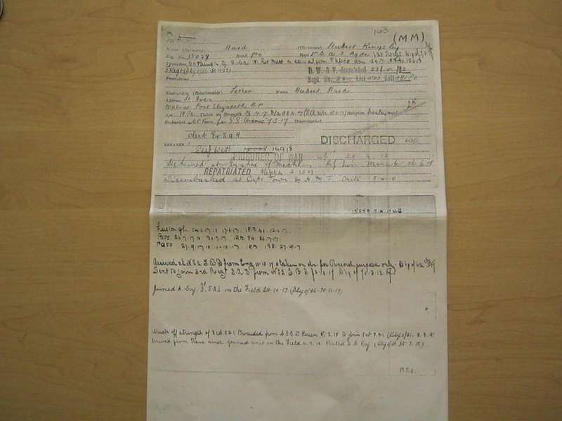 WW 1 GV military medal with service papers.